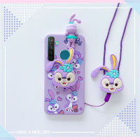 สำหรับ Realme 5 Realme 5i Realme C3 Realme 6i Realme 5S 3D ตุ๊กตา Disney การ์ตูน Stella กระต่ายเคสโทรศัพท์ลาเวนเดอร์สีม่วงฝาหลัง + Lanyard นุ่มเคสทีพียู