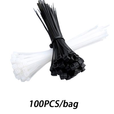 100Pcs 1.9x100 2.7x150 2.7x200 Nylon Cable Tie Self Locking Plastic Loop Wire Black Wrap Strap Zip Organizer Fasten Tension Belt
