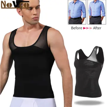 Novco Men's Chest Compression Shirt to Hide Gynecomastia Moobs Slimming  Body Shaper Vest Abdomen Chest Slim Shirt Waist Trainer Corset For Men