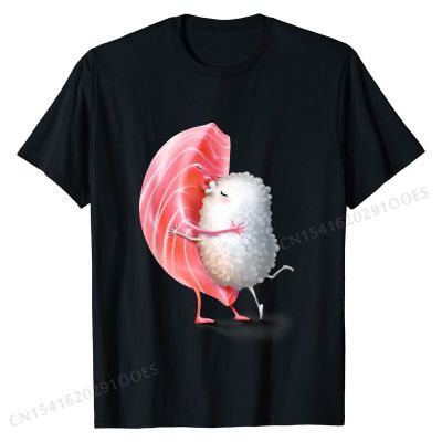 T-Shirt, Pink Maguro Sushi Hug and Kiss, Japanese Foodie Summer Cotton Men T Shirt Cool Rife Top T-shirts