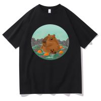 Capybaras Spa Graphic Print Funny Men Casual Fashion Comfortable Tshirt Short Sleeve Mens Streetwear Male Cotton T Shirts XS-4XL-5XL-6XL