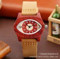 ❀❀ piece dropshipping cross-border hot new supply unique creative fashion red sandalwood eye shape ladies wooden watch