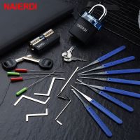 【CW】 NAIERDI Locksmith Hand Tools Supplies Lock Pick Set Transparent Visible Practice Padlock With Broken Key Removing Hooks Hardware