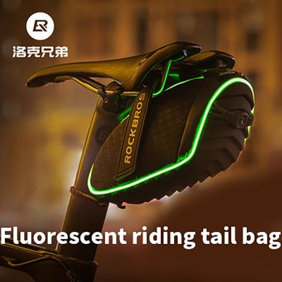 【LZ】☍◑  3D Shell Rainproof Bike Bag MTB Saddle Bag Luminous bicicleta cauda Bag à prova de choque ciclismo selim traseiro acessórios