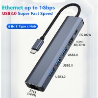 5/6 in 1 USB C Docking Station with Gigabit 1000m Ethernet USB 3.0 HDMI 4K 100W PD Charge USB-C Hub Adapter for MacBook iPad