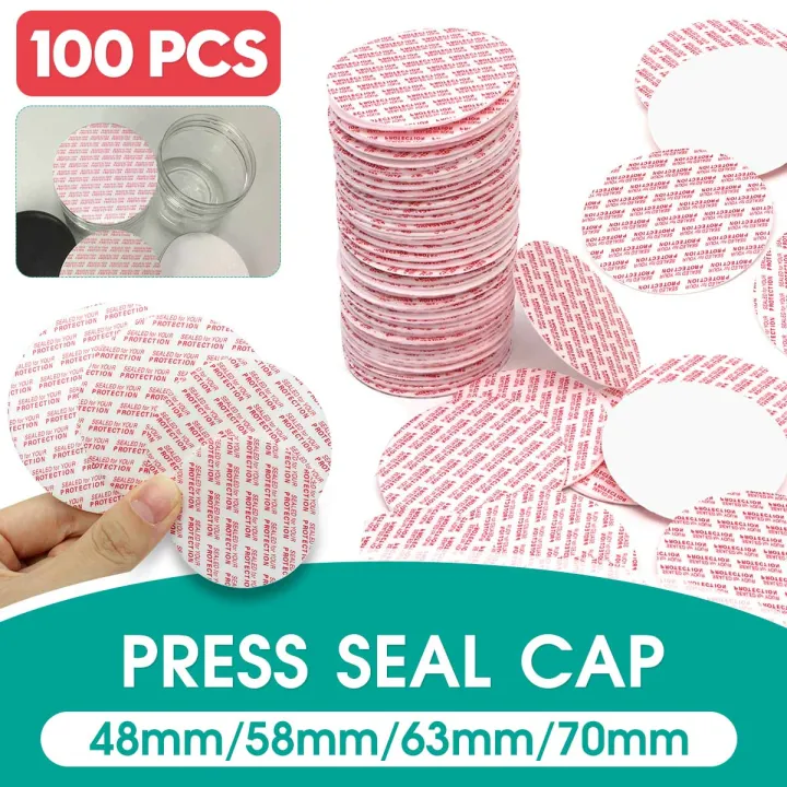 100pcs 58mm Press & Seal Cap Liners Jar Bottle Foam Safety Tamper