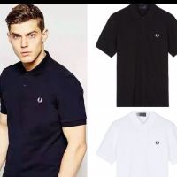 FRED PERRY ปักเสื้อยืดลายหูข้าวสาลีคอปกแขนสั้นสำหรับผู้ชายเสื้อโปโลอินเทรนด์ผู้ชายแบบลำลองธุรกิจฤดูร้อน