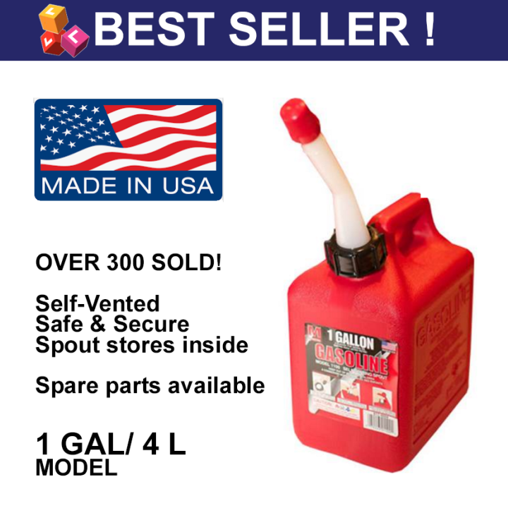 Genuine MADE IN USA 1Gal 4L Gasoline Container Gas Can. Safely store