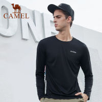 Camel เสื้อยืดผู้ชายกลางแจ้งสำหรับแห้งเร็วเสื้อกีฬาฟิตเนสวิ่งแขนยาว