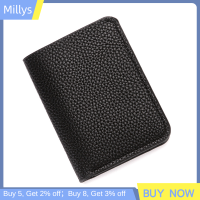 Millys กระเป๋าสตางค์นิ่มแฟชั่นผู้ชายหนัง Pu ลายลิ้นจี่กระเป๋าเงินใส่เหรียญขนาดเล็กกระเป๋าเก็บบัตรใบขับขี่