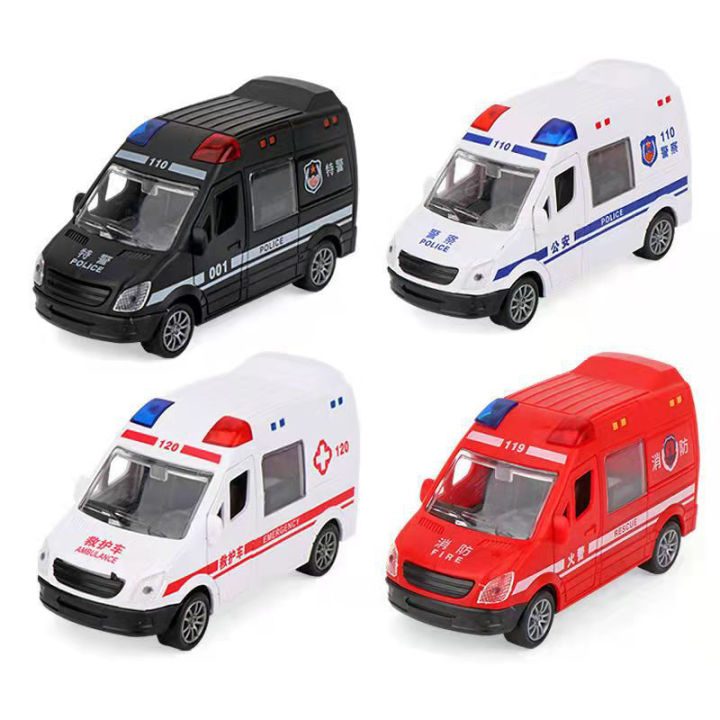 รถดับเพลิงโรงพยาบาลกู้ภัยรถพยาบาลรถตำรวจ-abs-รถยนต์รุ่น-drop-resistant-เปิดประตูรถของเล่นสำหรับเด็กของขวัญ
