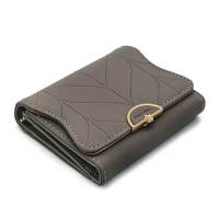 POLO HILL Ladies Leaf Inspired Stitching Tri-Fold Short Wallet PW120