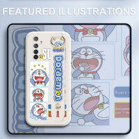 (มีสายรัดข้อมือ) UCUC เคสโทรศัพท์เคสสำหรับ  Realme 6 Pro Realme Narzo Realme6สำหรับ Grils การ์ตูน Doraemon Softcase ขอบสี่เหลี่ยม Liquid ปลอกซิลิโคนคลุมทั้งหมดกล้องกันกระแทกป้องกันกรณี