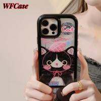 WFCase เคสสำหรับ iPhone 14 13 12 11 14 Pro 13 Pro 14 Pro Max 13 Pro Max 12 Pro Max 11 Pro Max X XS XR XS MAX เคสมือถือลายแมวสีดำมินิมอล