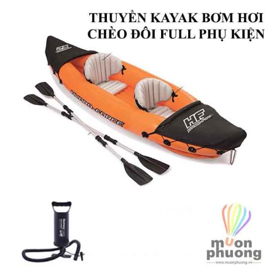 Thuyền kayak bơm hơi 3,2m bestway thiết kế 3 khoang khí phụ kiện thể thao - ảnh sản phẩm 1