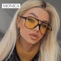 ◘❄ Vintage Oversized Sunglasses Women Retro Brand Big Frame Sun Glasses Female Black Yellow Ins Style Square Glasses Oculos De Sol