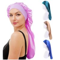 Satin Sleep Cap Elastic Wide Edge Satin bonnet Long Hair Sleeping Hats Wrap Night Cap Hair Care Bonnet for Women Men Unisex Cap