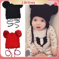 J-BRITNEY หมวกถักเด็กพู่เด็กฤดูหนาวอบอุ่นหมวกบีนนี่