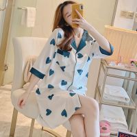 ✖ silk nightgown female summer one pajamas cute ms students bigger sizes with short sleeves loose to take