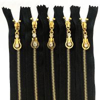 2-5pcs 15cm 6 inch Black nylon brass metal zipper closed automatic lock sewing process Door Hardware Locks Fabric Material