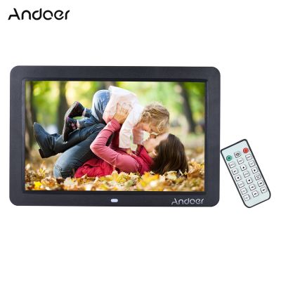 Andoer Digital Picture Frame 12 Wide Screen 1280x800 with Remote Control Including LED Clock MP3 MP4 Movie Player