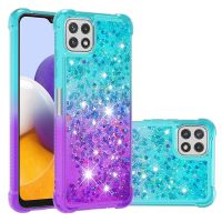 卍┇✐ Gradient Quicksand Liquid Glitter Case For Samsung Galaxy A12 A22 A22S 5G Cover TPU Clear Protective Cover A13 A23 4G Funda