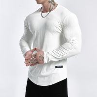 Mens Muscle O-Neck Shirts Light Weight Slim Fit Long Sleeve Workout Gym T-Shirts Soft Tees Bodybuilding