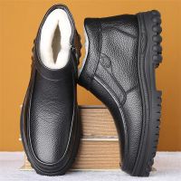 2021 Newly Man Winter Boots Quality Genuine Leather Shoes nd White Warm Thicken Inner Boots 38-44 Man Snow Leather Boots