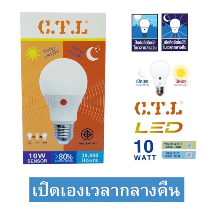 โปรโมชั่น-หลอดไฟ-led-10w-sensor-เปิดเองกลางคืน-ปิดเองกลางวันอัตโนมัติ-ราคาถูก-หลอด-ไฟ-หลอดไฟตกแต่ง-หลอดไฟบ้าน-หลอดไฟพลังแดด