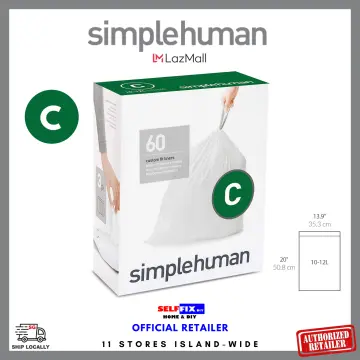 Simplehuman Code C Custom Fit 10-12L Bin Liners (60 Liners)