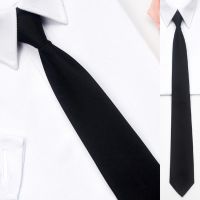 Black Simple Clip on Tie Security Tie Doorman Steward Matte Funeral Tie for Men Women Students Ties