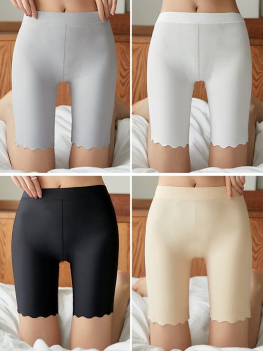 seamless-ice-silk-safety-short-pants-women-thin-plus-size-high-waist-under-skirt-boxers-panties-anti-rub-thigh-safety-shorts