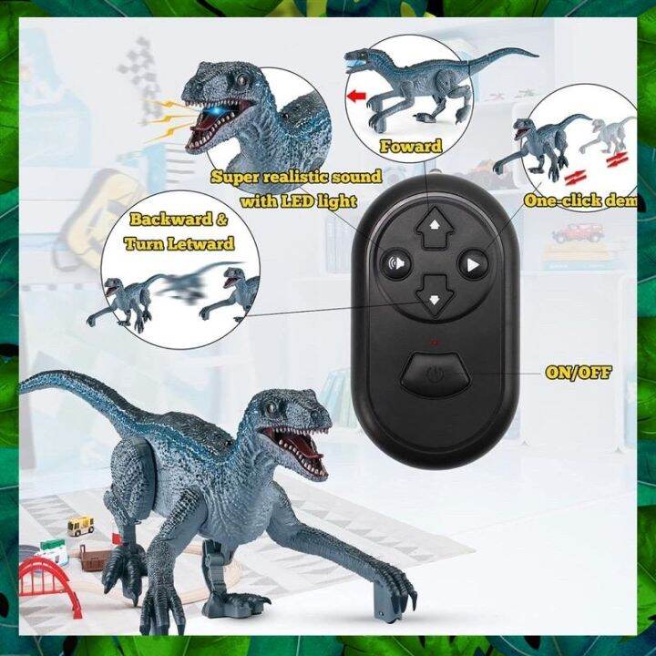 Remote Control Dinosaur Electronic Realistic Walking Velociraptor Rc Dinosaur Lights Roaring