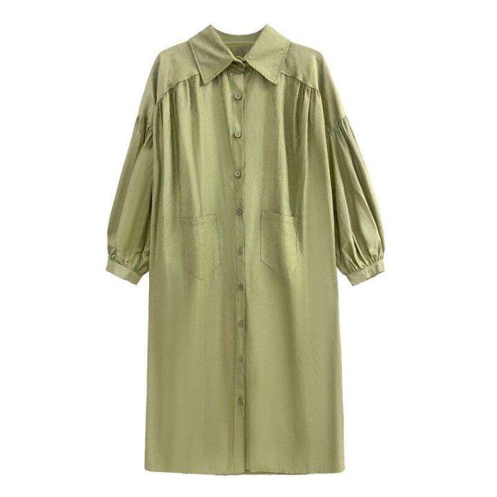 xitao-dress-simplicity-solid-color-long-sleeve-shirt-dress