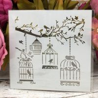 5" New Tree Birdcage DIY Layering Stencils Wall Painting Scrapbook Coloring Embossing Album Decorative Paper Card Template Rulers  Stencils