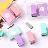 Cartoon Mini Stapler With Stapler School Supplies Solid Color Stapler Portable Multi-color Cute Office Supplies Staplers Punches