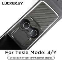 LUCKEASY For Tesla Model 3 Model Y Car Accessories Interior model3 2022 Car Central Control Carbon Fiber Panel Protective Patch