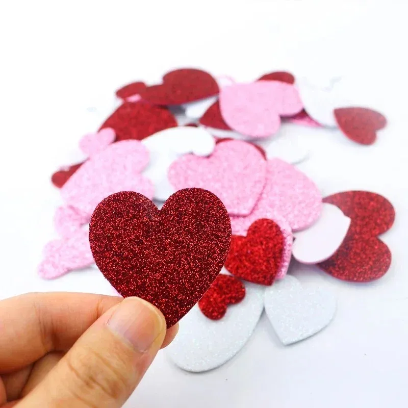 600Pcs Glitter Heart Stickers for Envelopes Valentine's Day