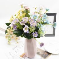 【CW】 6 Forks 15 Heads Daisy Bouquet High Quality Artificial Flowers Vases for Home Decoration Accessories Diy Wedding Christmas Gift