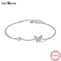 Authentic 925 Sterling Silver Bracelet Sparkling Crystal Butterfly Adjustable Bracelets amp; Bangles Gift For Women Fashion Jewelry