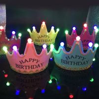 LED Light Luminous Crown Hat Baby Birthday Party Decoration Party Hat Children Kids Party Supplies King Princess Hat