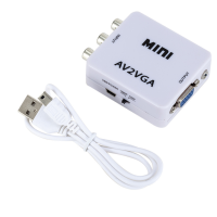 Grwibeou Mini RCA To VGA Converter AV2VGA Conversor with 3.5mm Audio RCA To VGA Video Converter For PC to TV HD Computer to TV