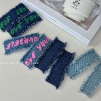 Vintage New Hair Clips Letters Denim Fabric Barrettes Geometric Solid Color Bang Side Pins Korean Women Girls Hair Accessories