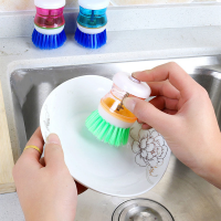 Kitchen Dish Brush With Liquid Soap Dispenser Plastic Pot Dish Cleaning Brush Home Cleaning Products Kitchen Washing Utensils-in Cleaning Brushes