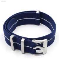 ❉ High Quality Mens French Troops Parachute Bag for Nylon Elastic Belt Watchband 18mm 20mm 22mm Watch Strap Silver Buckle