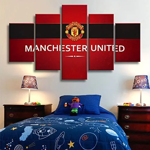 Canvas Paintings Framed 5 Piecess Manchester United Flag Wall Art Prints Pictures Sports Football Posters Fans Bedroom Decor Lazada Singapore - Man U Home Decor