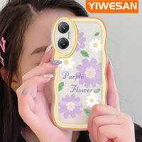 YIWESAN เคสสำหรับ Infinix Hot 20 5G เคสดอกเบญจมาศสีม่วงฤดูใบไม้ผลิสวยงามขอบสีลดการตกเคสมือถือเคสโทรศัพท์ปกป้องทนทานต่อรอยขีดข่วน