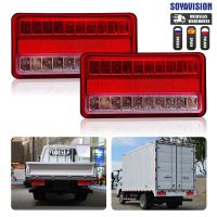 2ชิ้น20 LED 12V-80V ไฟท้ายกันน้ำรถพ่วงรถบรรทุกรถตู้ตั้งแคมป์หยุดเบรกท้ายถอยหลัง Dunzheng9084295ไฟสัญญาณเลี้ยวไฟสัญญาณ