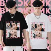 【New】เสื้อยืดพิมพ์ลายแฟชั่น เสื้อยืดผ้าฝ้ายCOTTON เสื้อ blackpink album born pink หญิง Lisa แขนสั้นคอกลม ชาย Jisoo Jennie pin