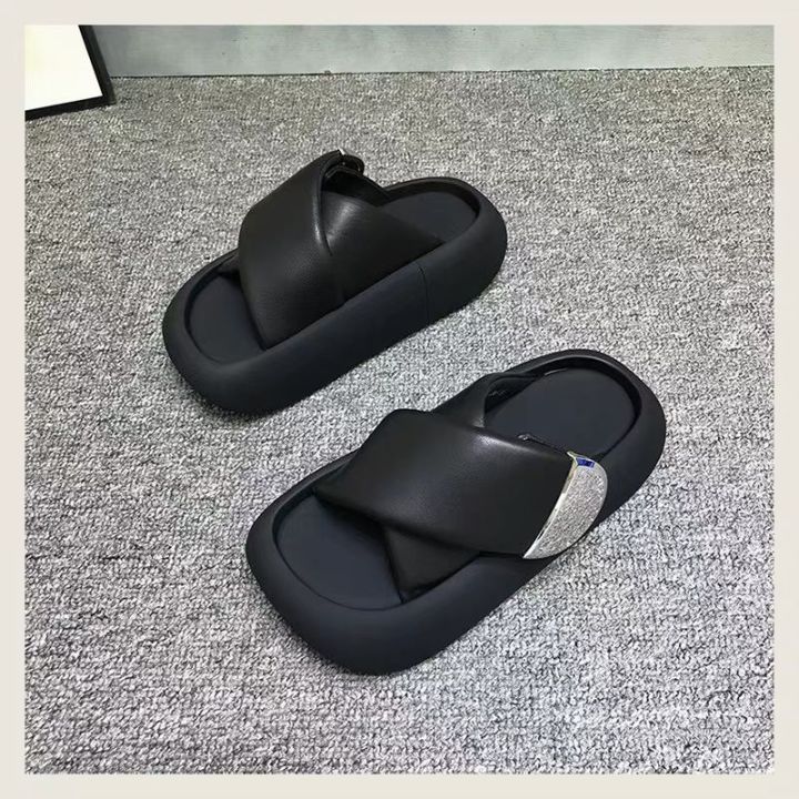 july-european-2023-metal-slippers-small-thick-bottom-increased-sandals-leisure-beach-shoes-trend